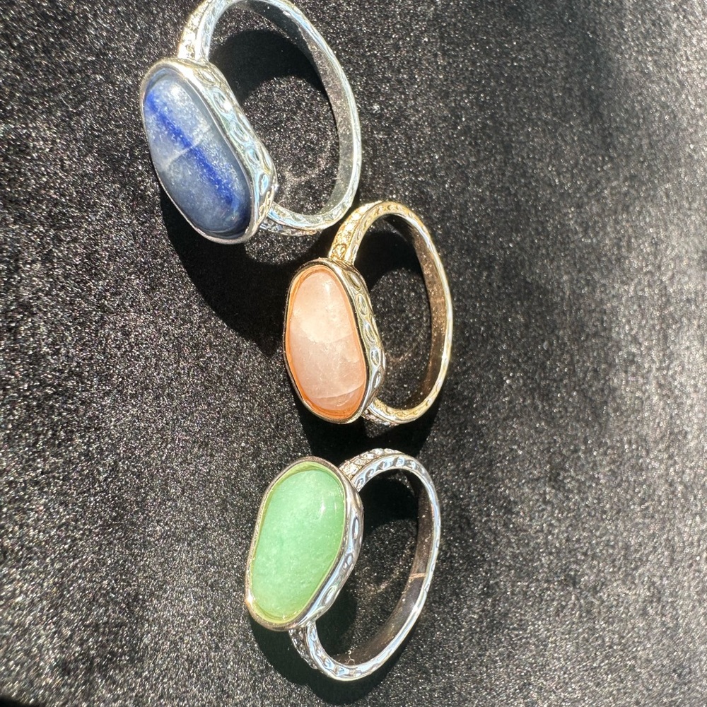 Park Lane Blue and Green Cabochon Rings